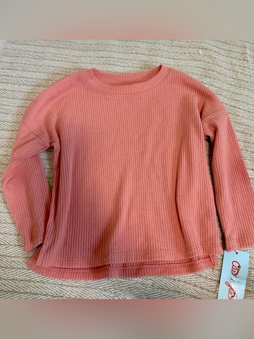 Cat & Jack Ribbed Long Sleeve Top - Coral